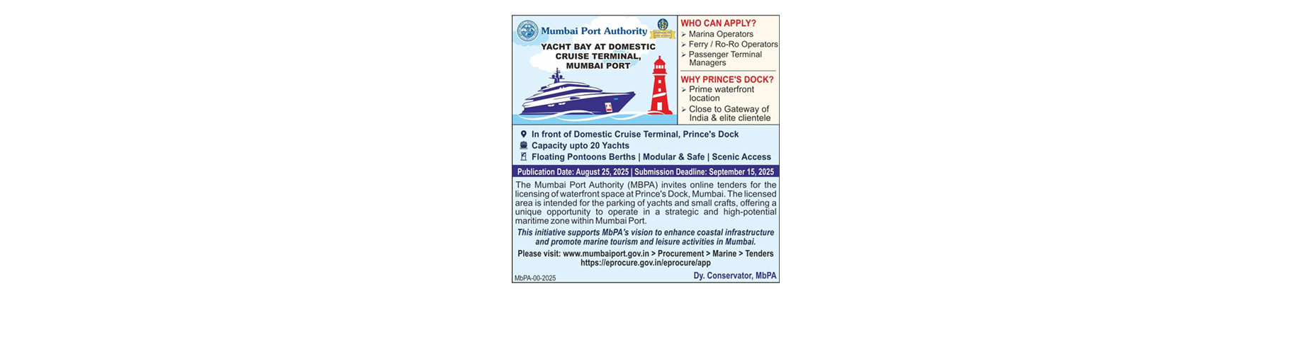 Licensing of waterfront space at Princes Dock, Mumbai